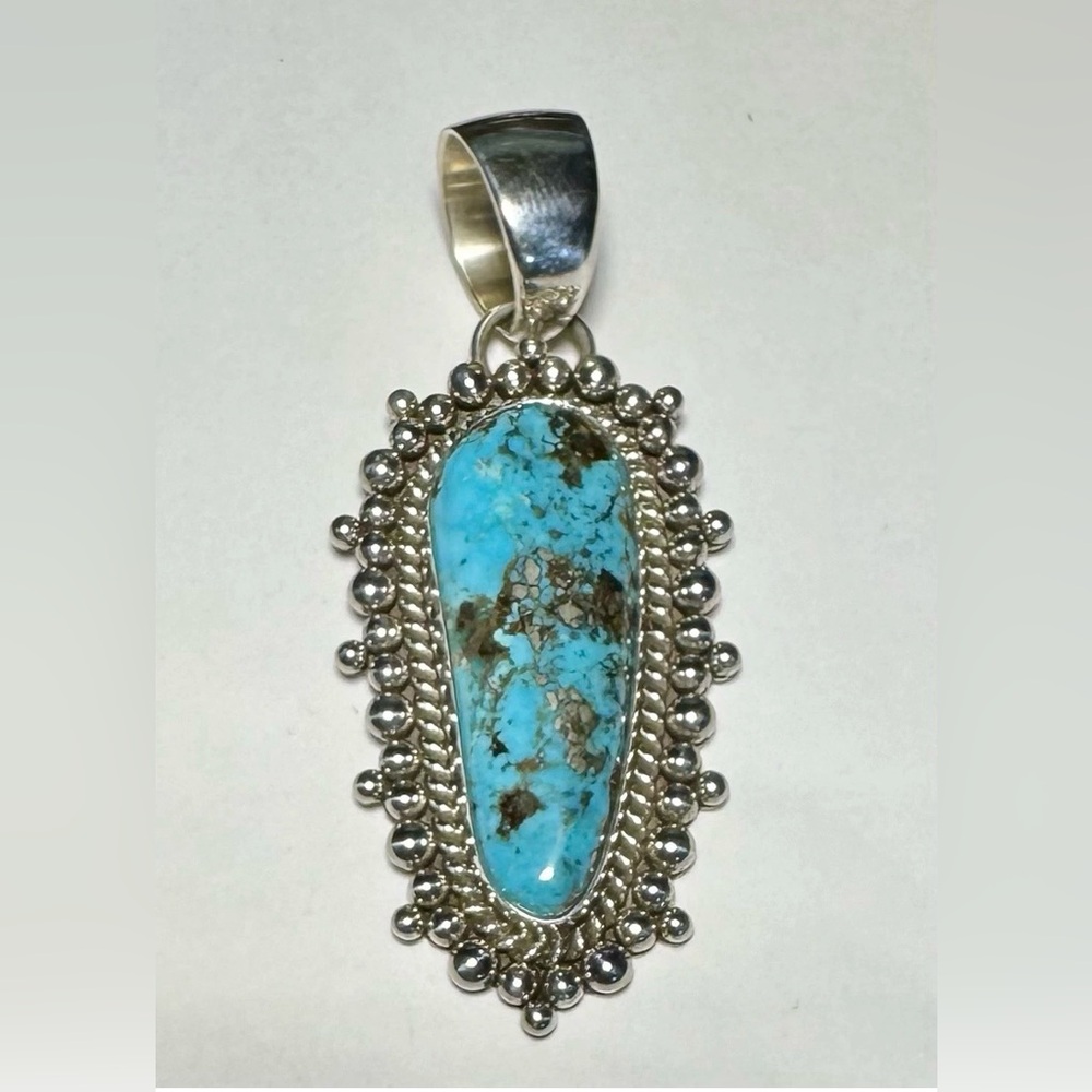 Gorgeous Navajo Artist Artie Yellowhorse Morenci Turquoise Pendant